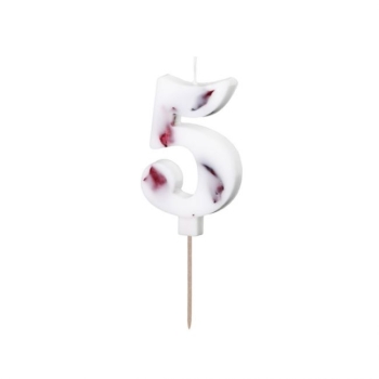 Number Candle 5 - White with Flowers